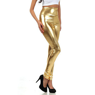 Women Look Wet Leggings Shiny Glossy Faux