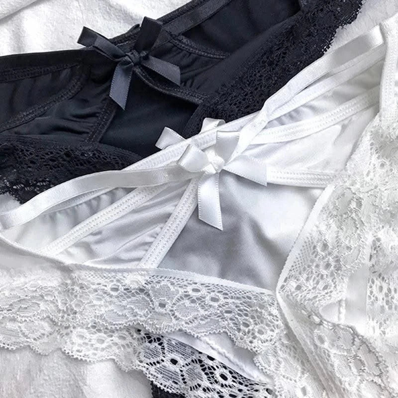 Thong women's underwear ice silk sexy lace cross belt light luxury low waist T pants sexy hollow temptation thong women