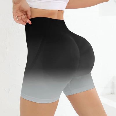 Women Seamless Ombre Scrunch Workout Shorts High Waisted Running Yoga Gym Workout
