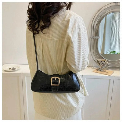 Women Stylish PU Leather Sling Bag Solid Colour Zipper
