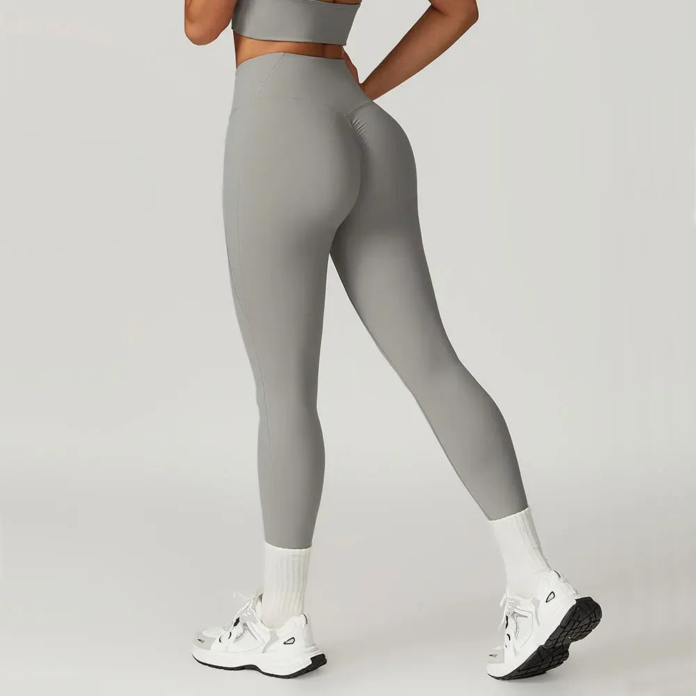 Fitness Tights Women Sport Leggings High Waist Elastic Solid Yoga Leggings Workout Gym Jogging Quick Dry Push Up Pants Female