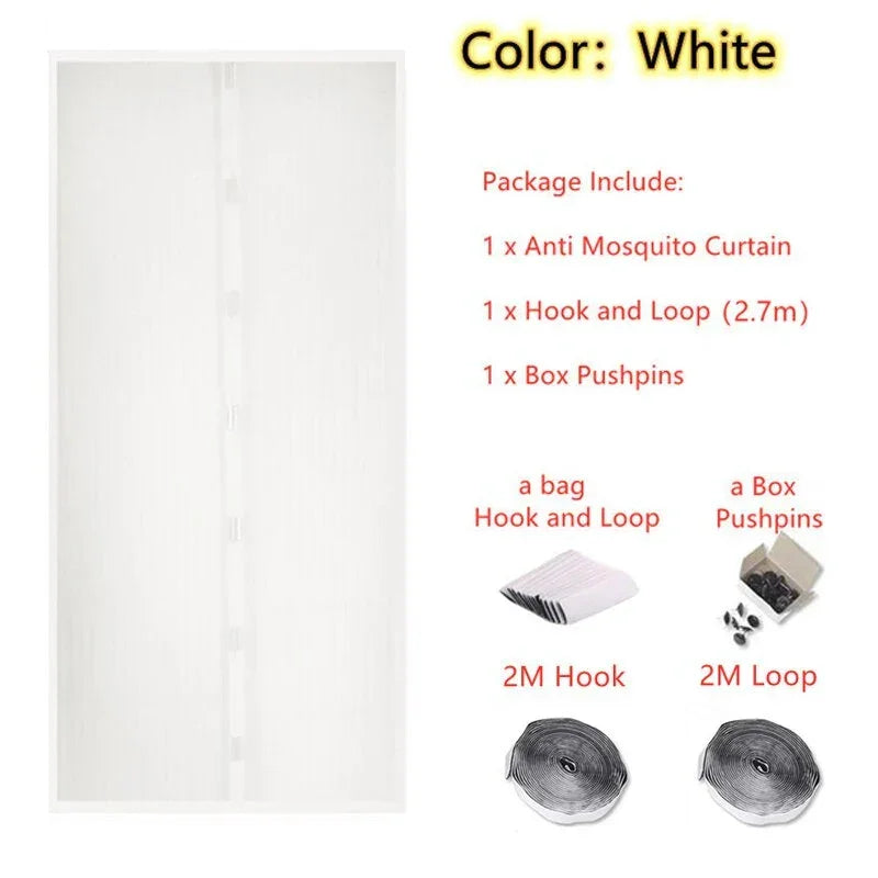 Summer Magnetic Screen Door Curtain Anti-Mosquito Net Fly Insect Screen Mesh Automatic Closing Kitchen Curtain Easy Installation