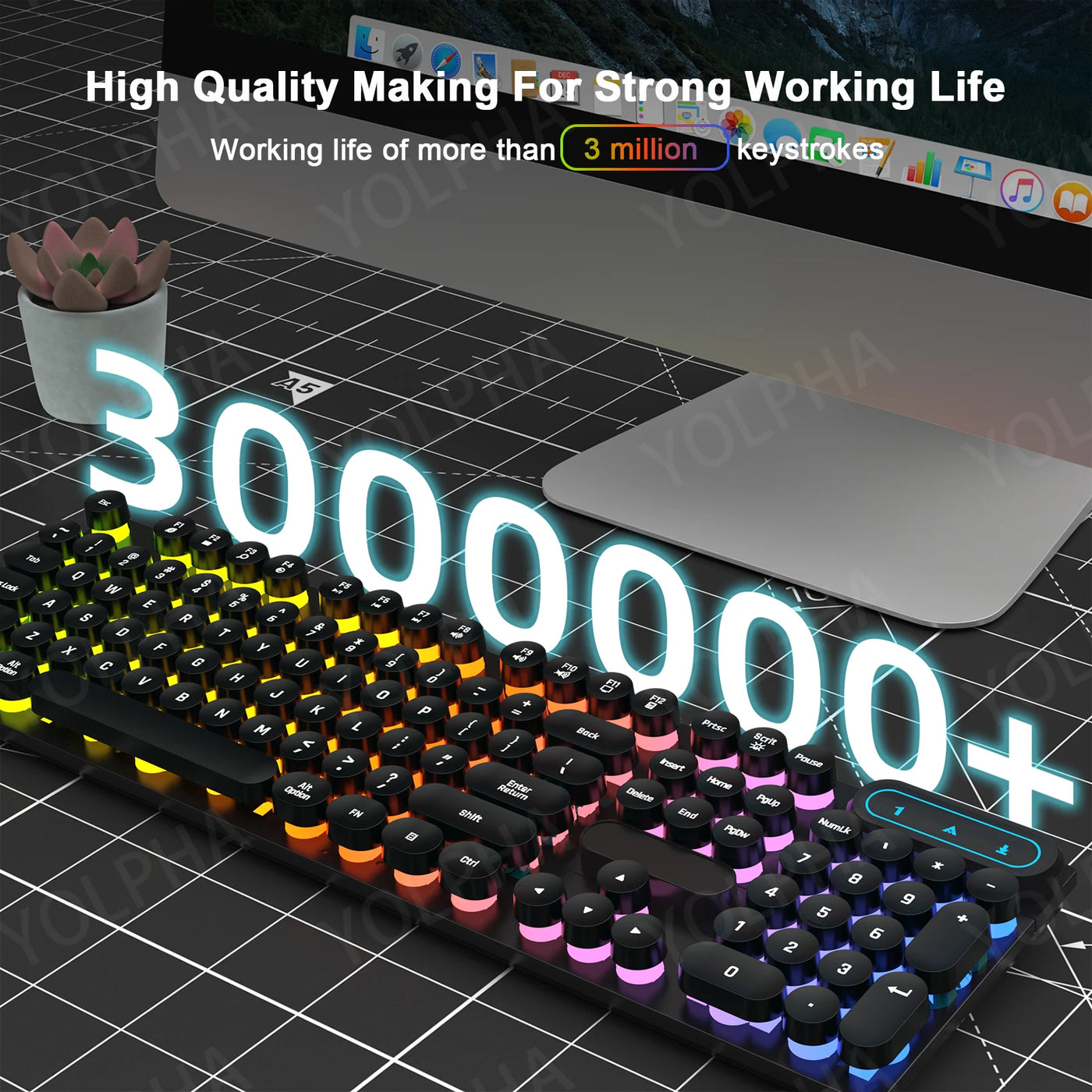 Wired Gaming Keyboard 104 Keys Color Matching Backlit Keycap Peripherals Gaming Keyboard for E-sports Office Computer Laptop PC