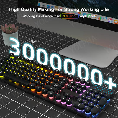 Wired Gaming Keyboard 104 Keys Color Matching Backlit Keycap Peripherals Gaming Keyboard for E-sports Office Computer Laptop PC