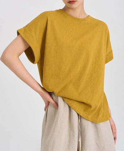Women's Linen Round Neck Transparent Tops