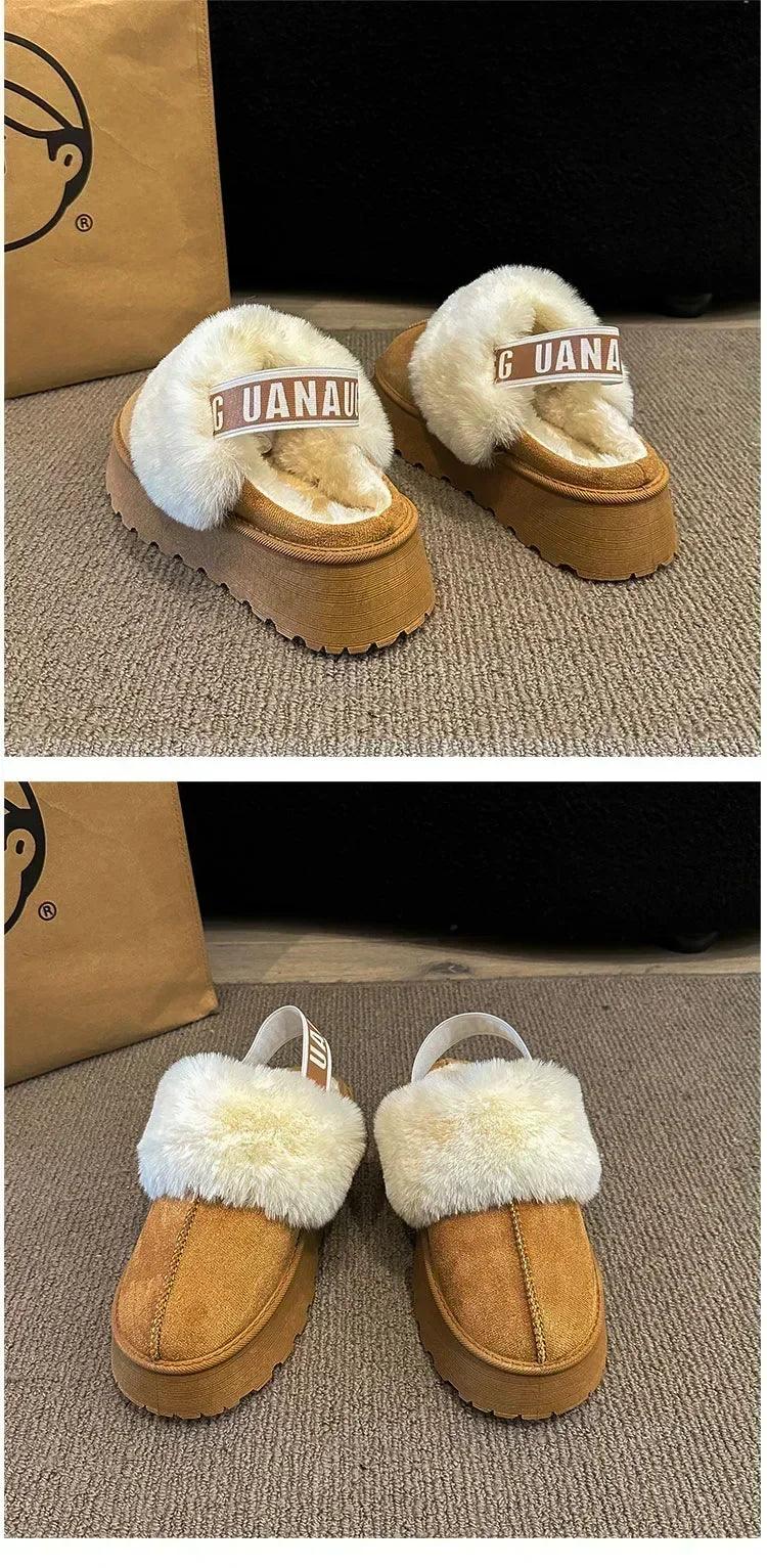 2024 new winter snow boots for women - fur lined with thick fleece and warm cotton