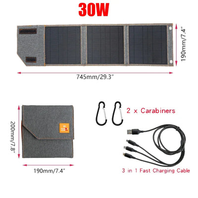 15W 20W 30W Portable Foldable 5V Solar Panel Waterproof for Cell Phone Power Bank Battery Charger Outdoor Camping