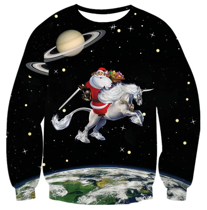 Ugly Christmas Sweater For Men Women Funny Novelty Xmas Sweatshirt 3d Printed Cartoon Animal Long Sleeve Pullover Hoodies Tops