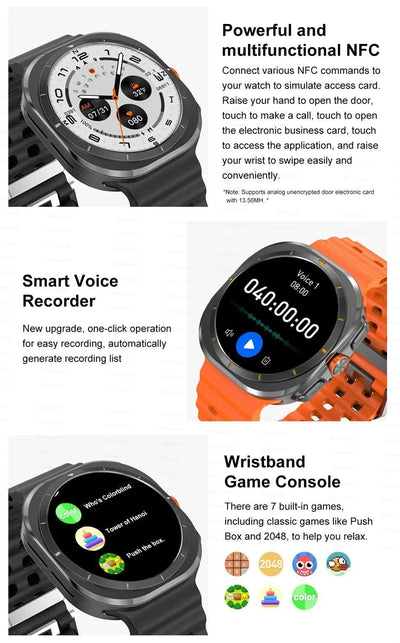2025New Galaxy Watch 7 Ultra Smart Watch Men 32GB Memory GPS NFC AMOLED Screen Fitness Tracker Health Smartwatches For Samsung