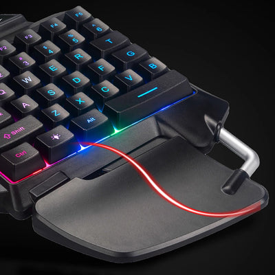 One-Handed Gaming Keyboard Ergonomic LED RGB Backlit Portable Mini Gaming Keypad Game Controller for PC PS4 Xbox Game
