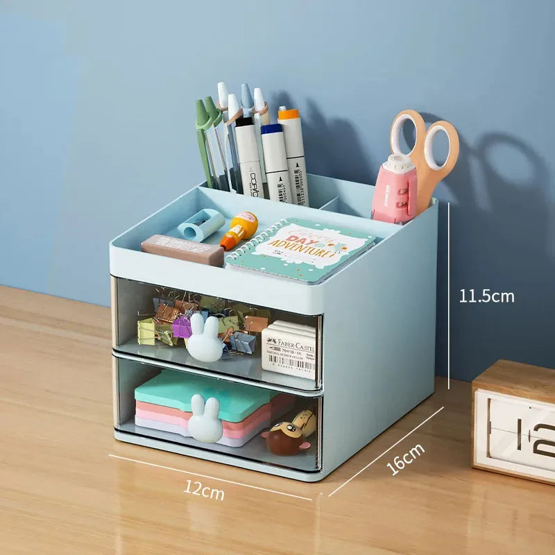 Small Desk Organizer With Drawer, Office Desktop Storage Box, Makeup Organizer, Business Card/Pen/Pencil/Mobile Phone/Stationery