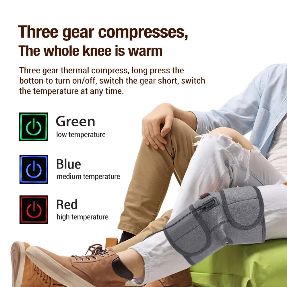 Electric Leg Heating Knee Pad 5V USB Charging Heated Knee Brace 3 Heat Levels Knee Heating Pad For Knee Joint Pain Relief