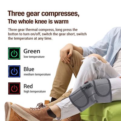 Electric Leg Heating Knee Pad 5V USB Charging Heated Knee Brace 3 Heat Levels Knee Heating Pad For Knee Joint Pain Relief