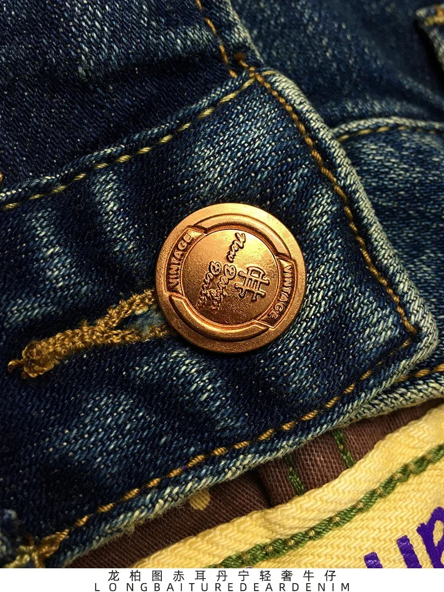 12.5oz Red Selvedge Denim Jeans for Men 99% Cotton High Quality American Vintage Casual Spring Autumn Tapered Straight Pants 5KM