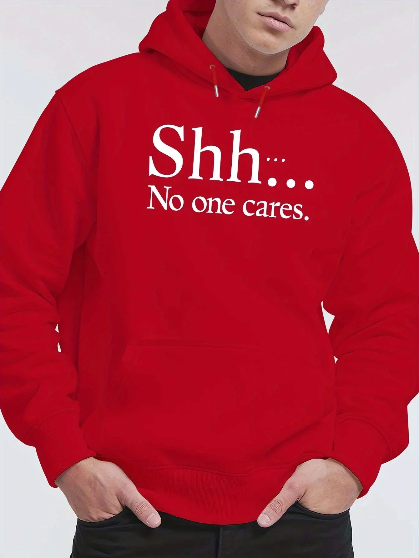 Shh No One Cares New Men'S Printed Autumn And Winter Sweatshirts, Versatile Spring Autumn Hooded Trendy Brand Sweatshirts
