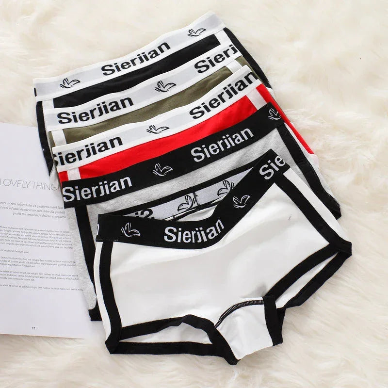 Women's Anti-exposure Ladies Boxers Cotton Sports Style Underwear  Fashion Lingerie Letter Belt Plus Size Girls Boxer Shorts