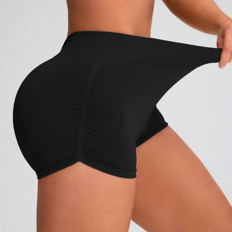 Women's Seamless Three Point Shorts High Waisted Butt Lifting Shorts Stretch Gym Running Quick Dry Fitness Workout Summer