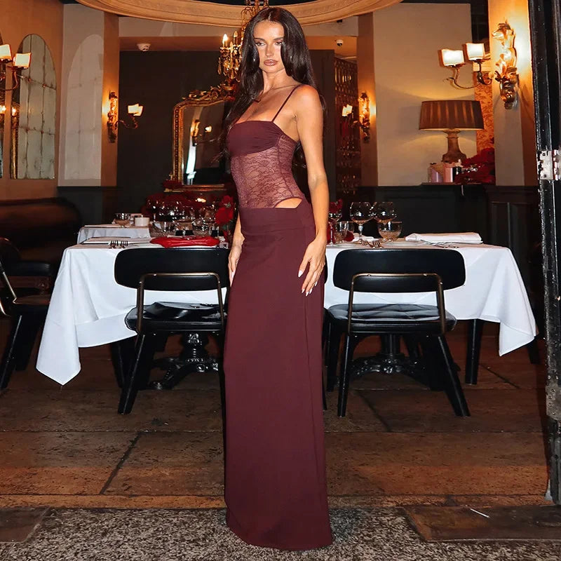 Lace-up Long Dresses For Women Evening Party Clothing Asymmetrical Lace Bodycon Vestidos De Mujer Sleeveless Robe Femme Été