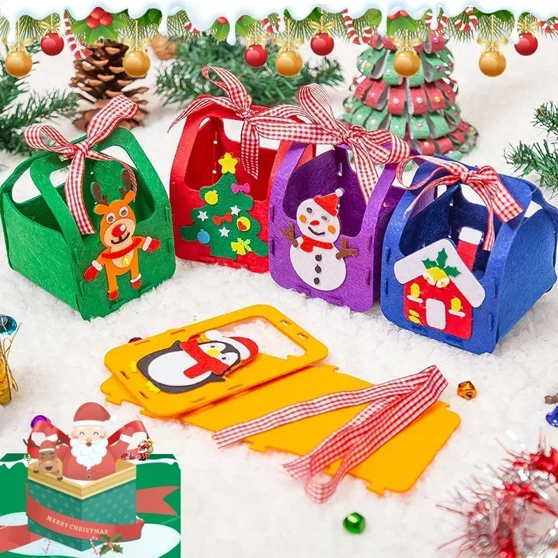 DIY Christmas Gifts Box Candy Bag Kids Handmade Craft Toy Handbag Xmas Decoration Materials Kits Educational Toys for Children
