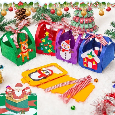 DIY Christmas Gifts Box Candy Bag Kids Handmade Craft Toy Handbag Xmas Decoration Materials Kits Educational Toys for Children