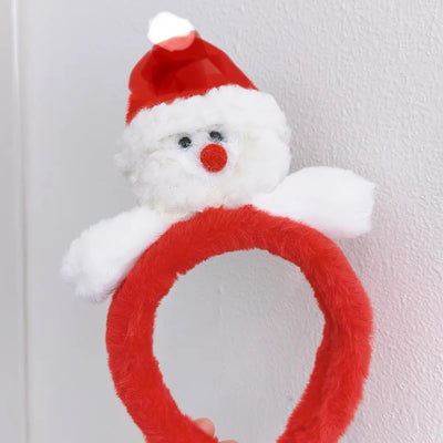Christmas Headband Red Christmas Headdress Headband Female Snowman Gingerbread Man Plush Headband Christmas Ornaments Headwear