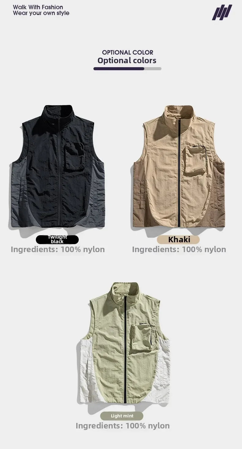 Men's vest for spring and summer new outerwear for camping hiking outdoor charging fashionable trend simple and high-end vest