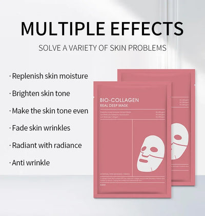 1/10PCs Bio Collagen Face Mask Shrink Pores Deep Hydrating Overnight Mask Moisturizing Refreshing Brightening Face Skin Care