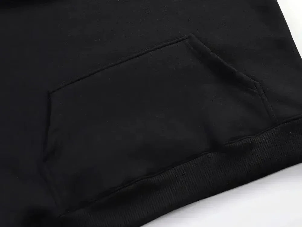 Men's Black Hooded Sweatshirt Street Casual Sportswear Printed with Famous Wrestler's Print CM Return Autumn and Winter Novelty