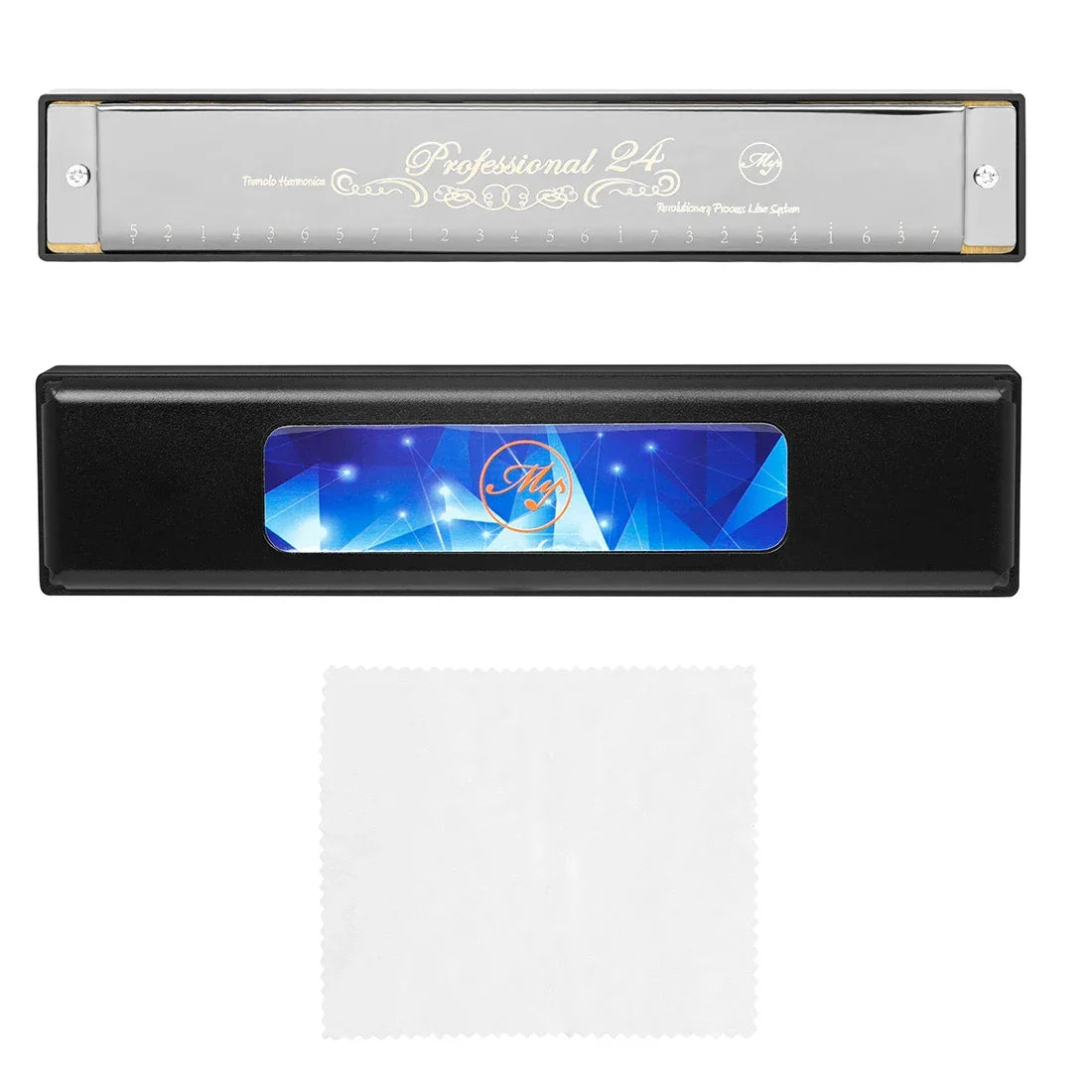 24 Holes Harmonica Key of C Professional Tremolo Mouth Organ With Case For Adults Professionals and Students Harmonica