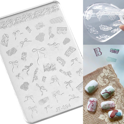 Geometric Bowknot Grid Lace Flora Edge Nail Art Silicone Carving Mold Mould Star Daisy Flower Charms Bow Tie Snowflake Template