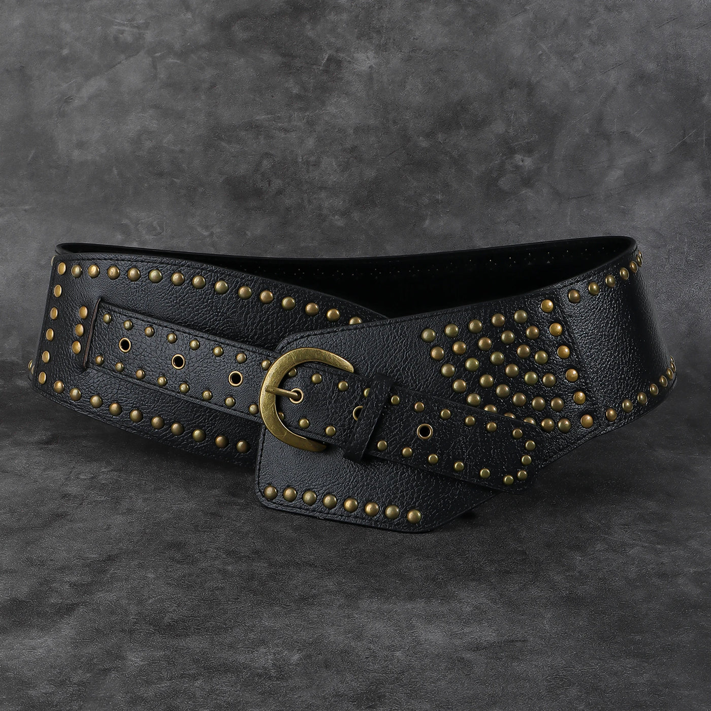 New vintage haute couture fashion with a dress with a hipster studded punk waist seal