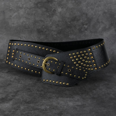 New vintage haute couture fashion with a dress with a hipster studded punk waist seal