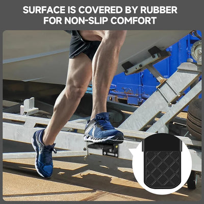 Folding Truck Step With Anti-Slip Surface Adjustable Tailgate Ladder For RV Campers Dump Trailer Safety Foot Accessories Black