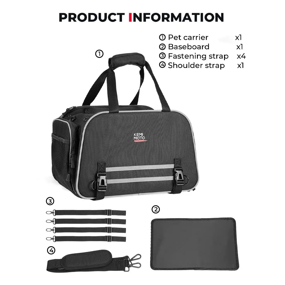 Motorcycle Pet Carrier Bag Cat Dog Pet Carrier Airline Approved Portable Cat Dog Travel Carrier For Luggage Rack Passenger Seat