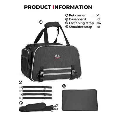 Motorcycle Pet Carrier Bag Cat Dog Pet Carrier Airline Approved Portable Cat Dog Travel Carrier For Luggage Rack Passenger Seat