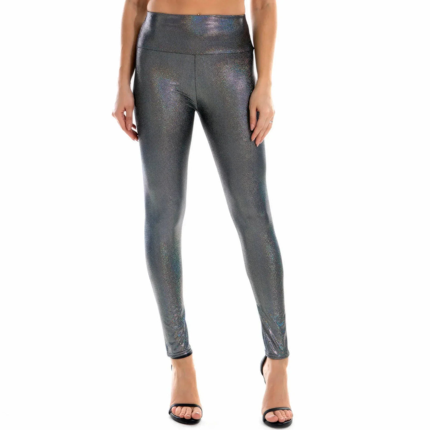 Women Metallic Leggings Shiny Skinny