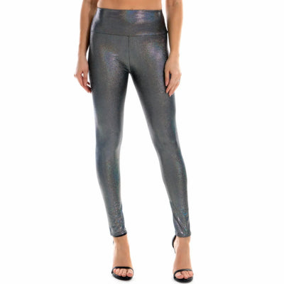 Women Metallic Leggings Shiny Skinny