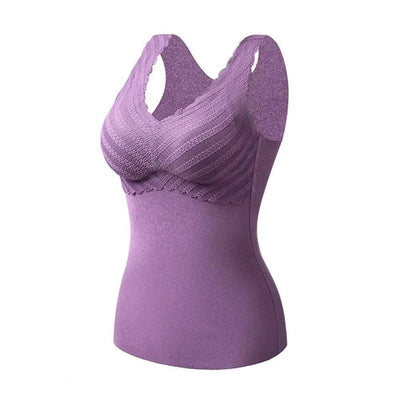 Thermal Underwear Vest Padded Vest Thermo Seamless Lace Velvet Lining Tube Top Bottoming Vest Women Winter Warm Undershirt
