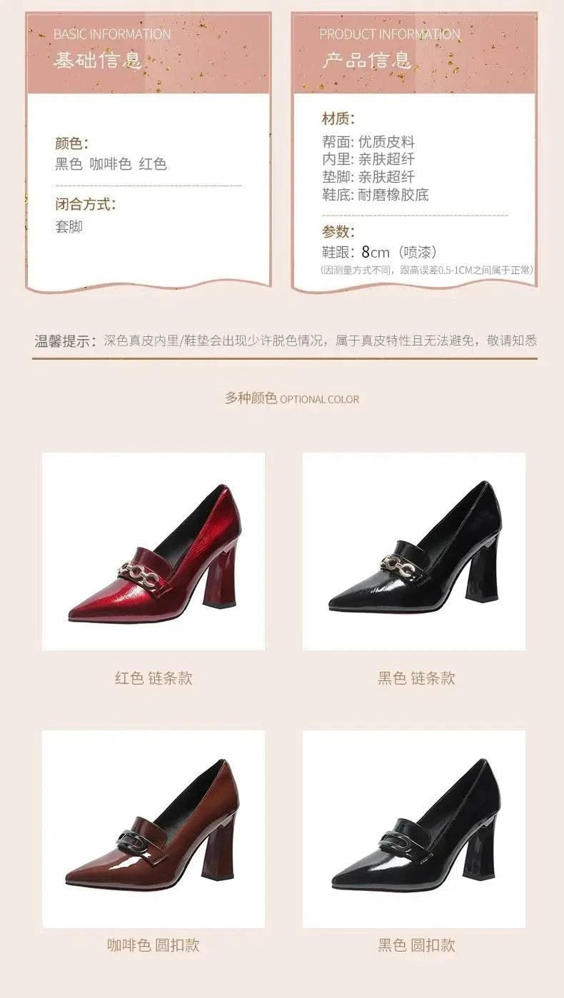 Waterproof Shallow Patent Leather Platform High Heels Shoes | Large Size | High Quality Women's Fashion Shoes 2025 New