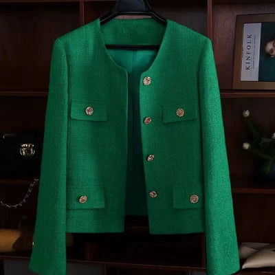 Spring Autumn Women's Blazers 2024New Elegant Slim Cropped Streetwear Green Suit Coat Fashion Ladies Jackets Outwear Female Tops