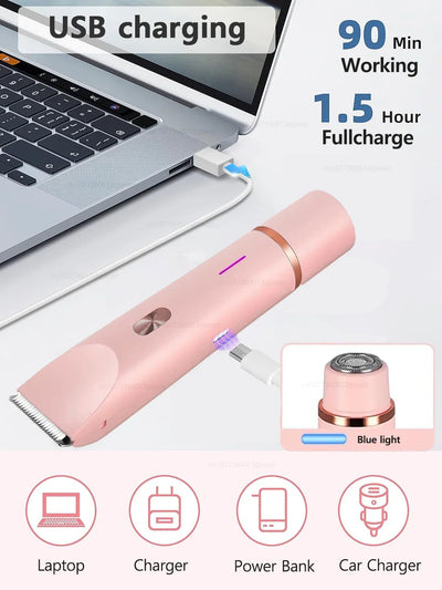 Electric Razor for Women Painless Women Mustache Electric Shaver for Leg Bikini Body Hair Trimmer Facial Epilator Hair Remover