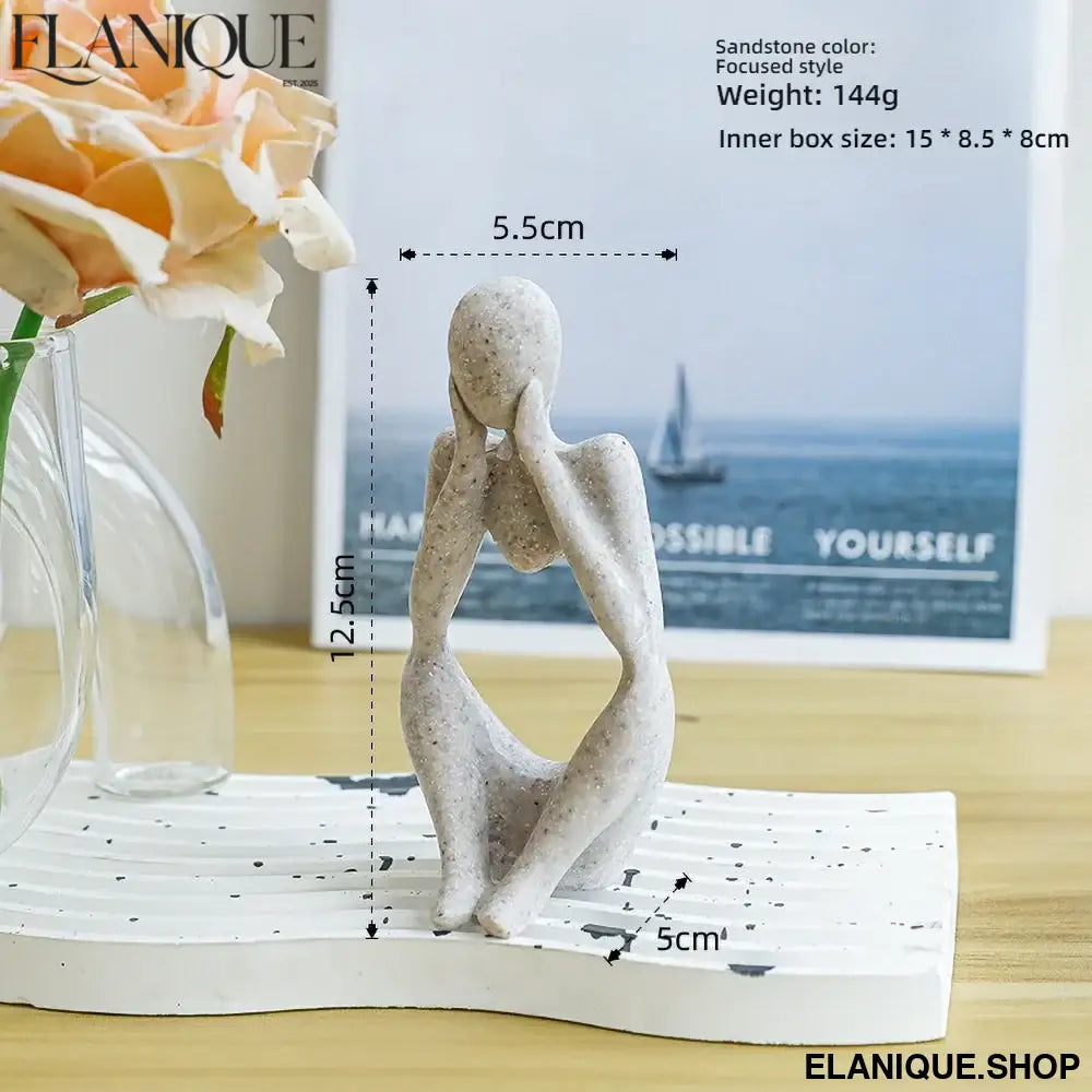 Modern Minimalist Resin Sculpture, Relaxed Character Statue Personalized Custom Name Home Desk Decor