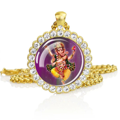 Hinduism Necklace Ganesha Goddess Kashmi Vishnu Rhinestone Pendant Shiva Amulet Charms Necklaces Women Indian Buddhism Jewelry