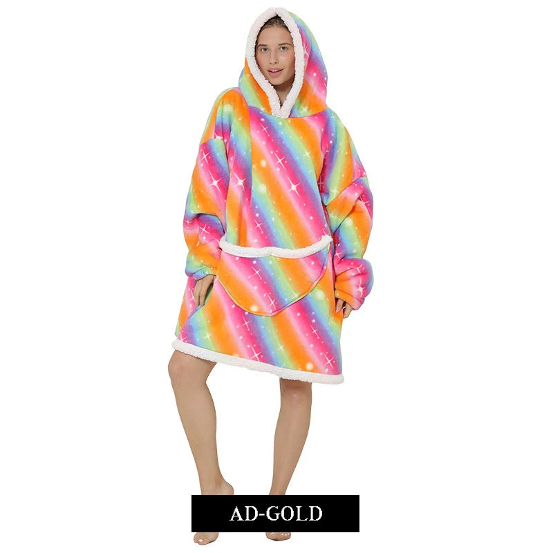 Blanket Hoodie Sherpa Fleece Oversized Wearable Blanket Warm Thick Big Hooded Sweatshirt Blanket for Women Adults Men Teens