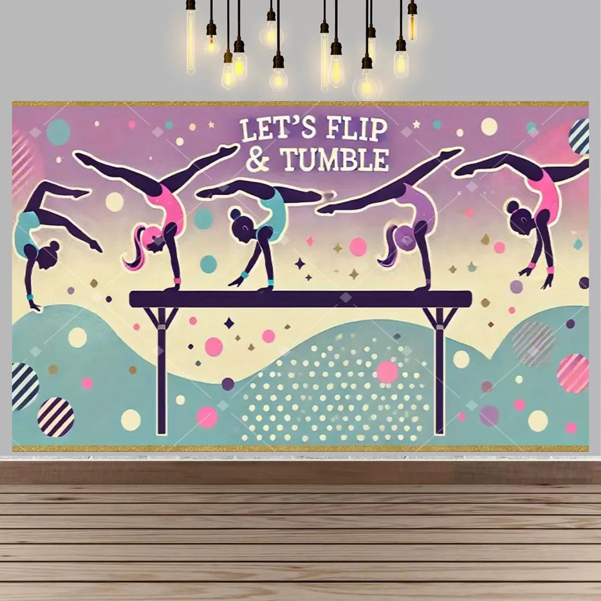 Gymnastics Theme Birthday Decor Backdrop Gymnastics Movement Flip Jump Play Falling Party Supplies Photography Backdrop