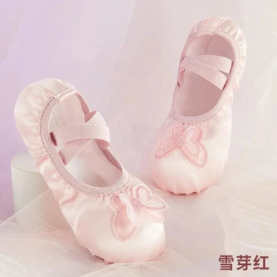 Children Girls Woman Canvas Butterfly Knots Soft Sole Ballet Slippers Practise Ballerina Dance Shoes