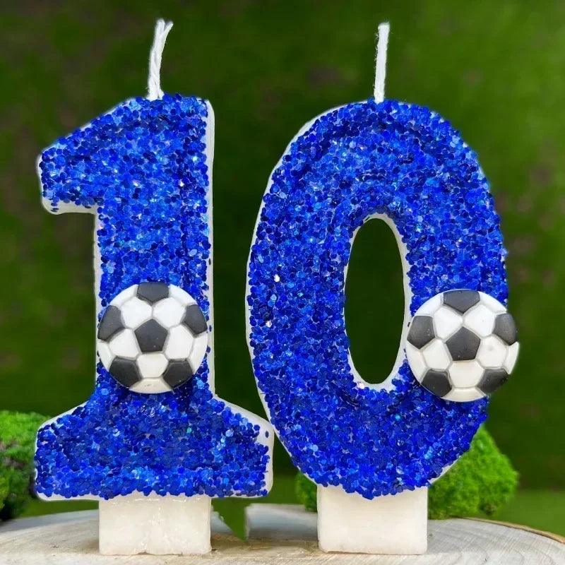 Blue football cake candle 0-9 number party decorative birthday decoration topper