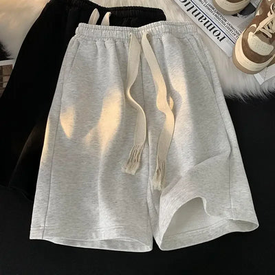 Solid Color Wide-leg Pants for Men New in Summer 2025 Loose and Versatile Sporty Mid-length Shorts Trendy