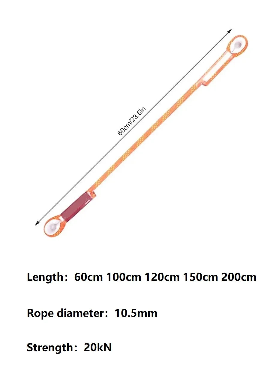 Outdoor Rock Climbing Lanyard 10.5mm Static Rope 20kN Protective Eye-to-eye Pre-Sewn Cord Loop Sling Mountaineering Equipment