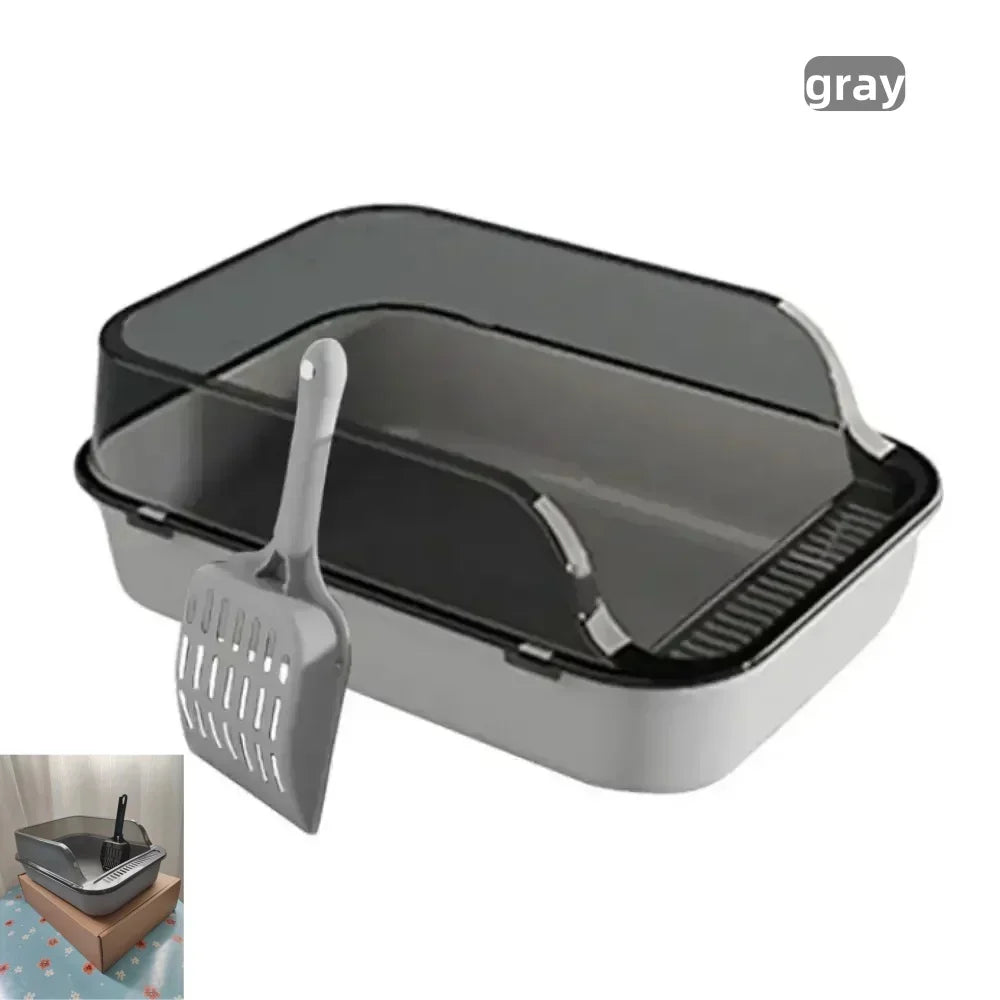 Cat Litter Box Set Large Fence Semi Enclosed Cat Litter Box Thickened Cat Toilet with Cat Litter Scoop Pet Supplies Cat Litter